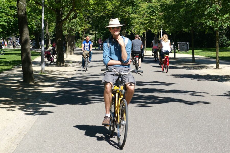 Cyclist in Vondelpark.