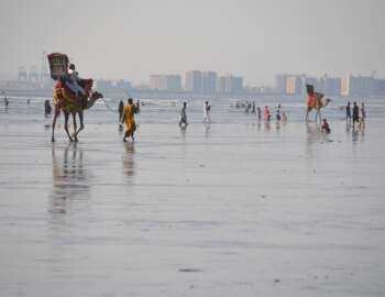 Things to do in Karachi, camels on Clifton Beach.